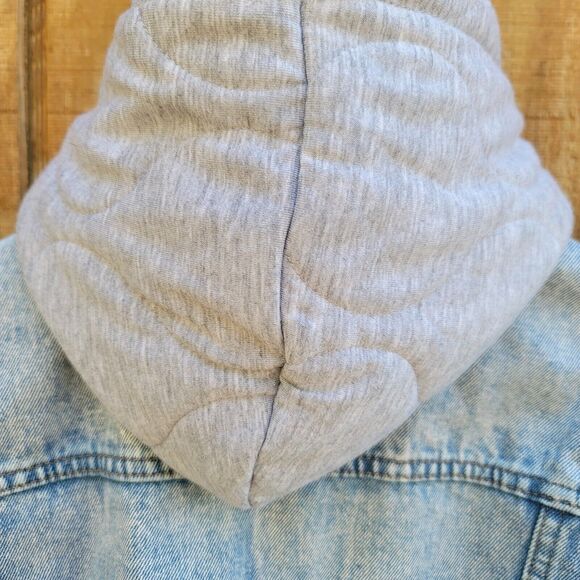 BlankNYC Denim Hood Jersey Quilted Truck Jacket Womens Size M - Picture 7 of 14